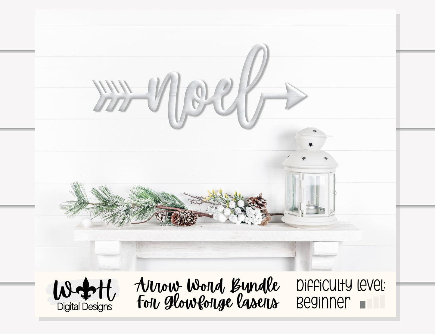 Believe, Jolly, Noel, Merry Arrows - Welded Words - Place Settings - Files for Sign Making - SVG Cut File For Glowforge - Digital File