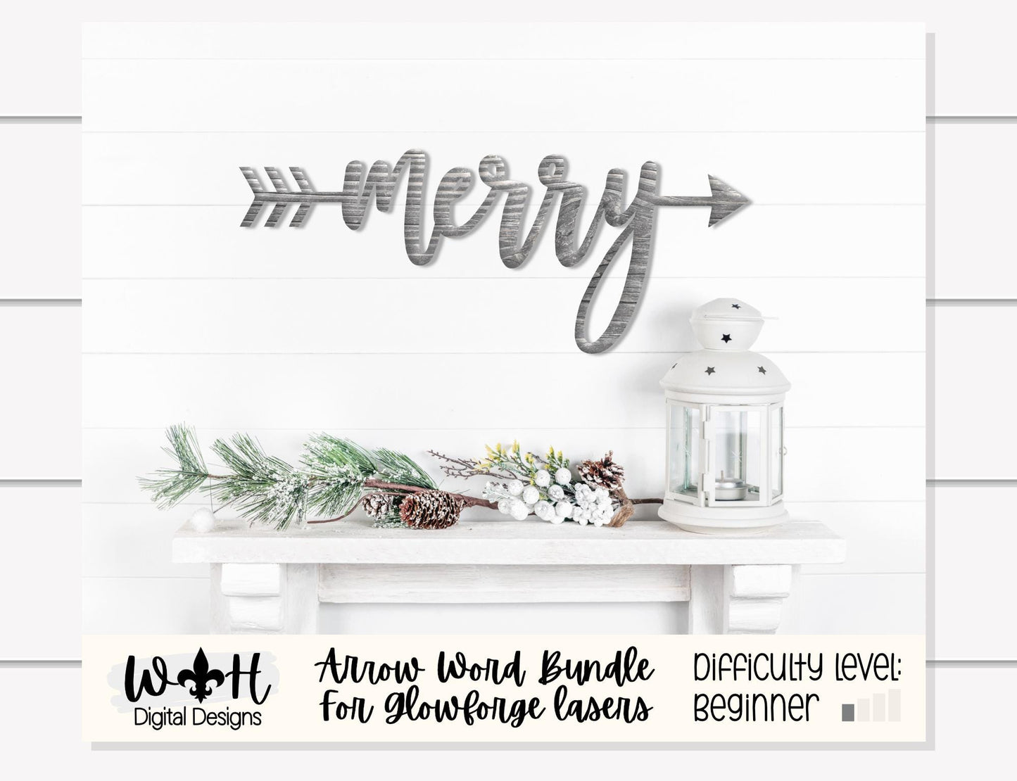 Believe, Jolly, Noel, Merry Arrows - Welded Words - Place Settings - Files for Sign Making - SVG Cut File For Glowforge - Digital File