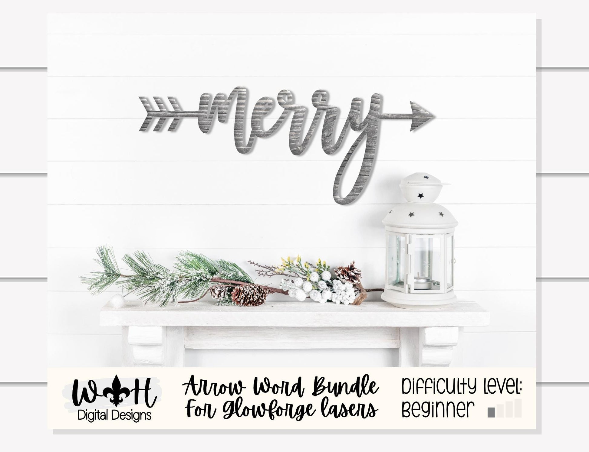 Believe, Jolly, Noel, Merry Arrows - Welded Words - Place Settings - Files for Sign Making - SVG Cut File For Glowforge - Digital File