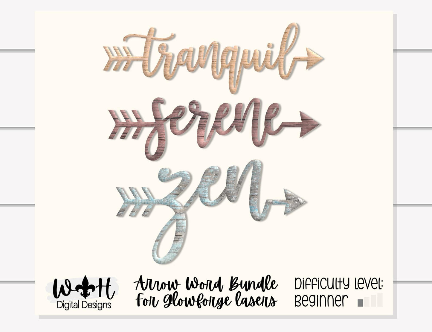 Zen Serene Tranquil - Welded Arrow Words - Files for Sign Making - SVG Cut File For Glowforge - Digital File