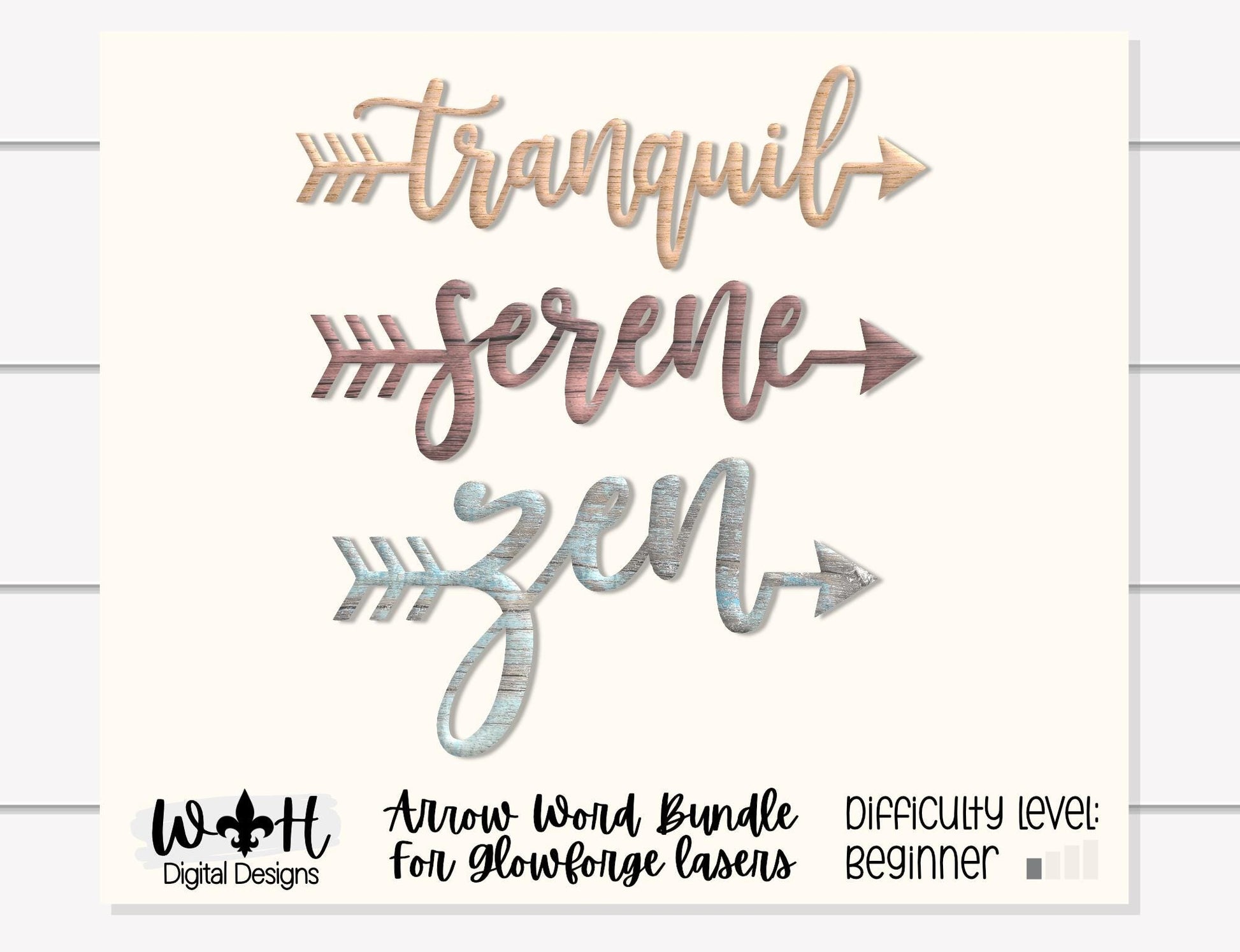 Zen Serene Tranquil - Welded Arrow Words - Files for Sign Making - SVG Cut File For Glowforge - Digital File