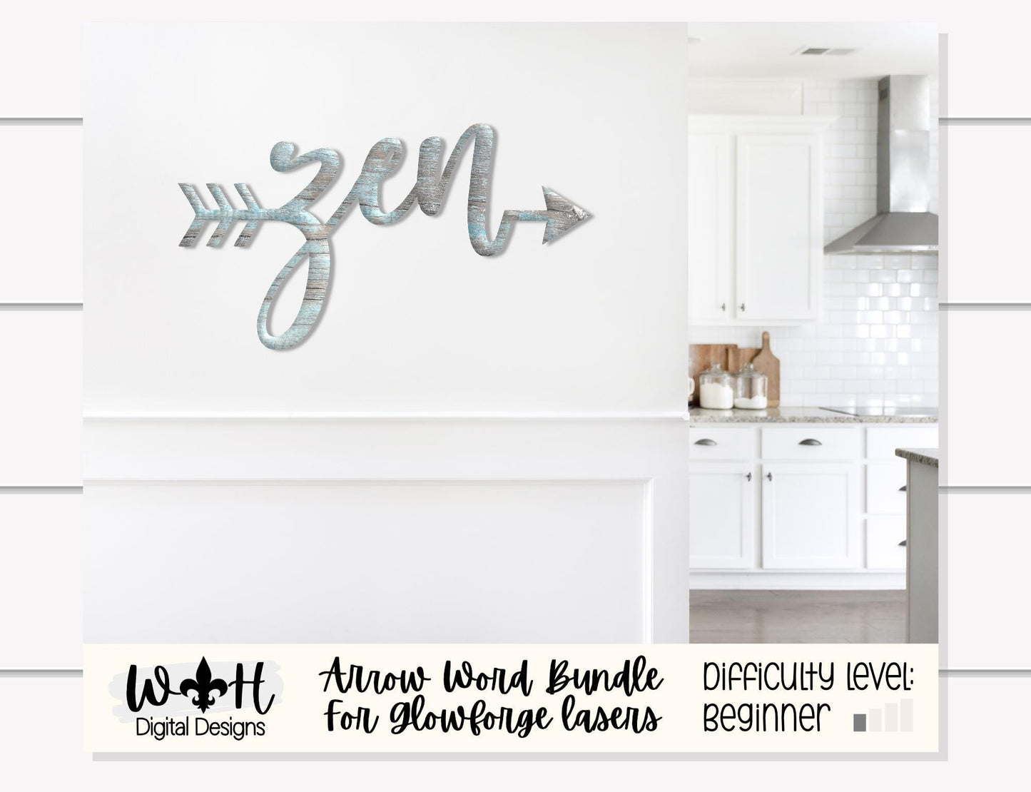 Zen Serene Tranquil - Welded Arrow Words - Files for Sign Making - SVG Cut File For Glowforge - Digital File