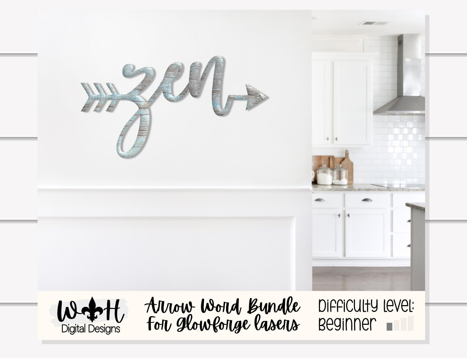 Zen Serene Tranquil - Welded Arrow Words - Files for Sign Making - SVG Cut File For Glowforge - Digital File