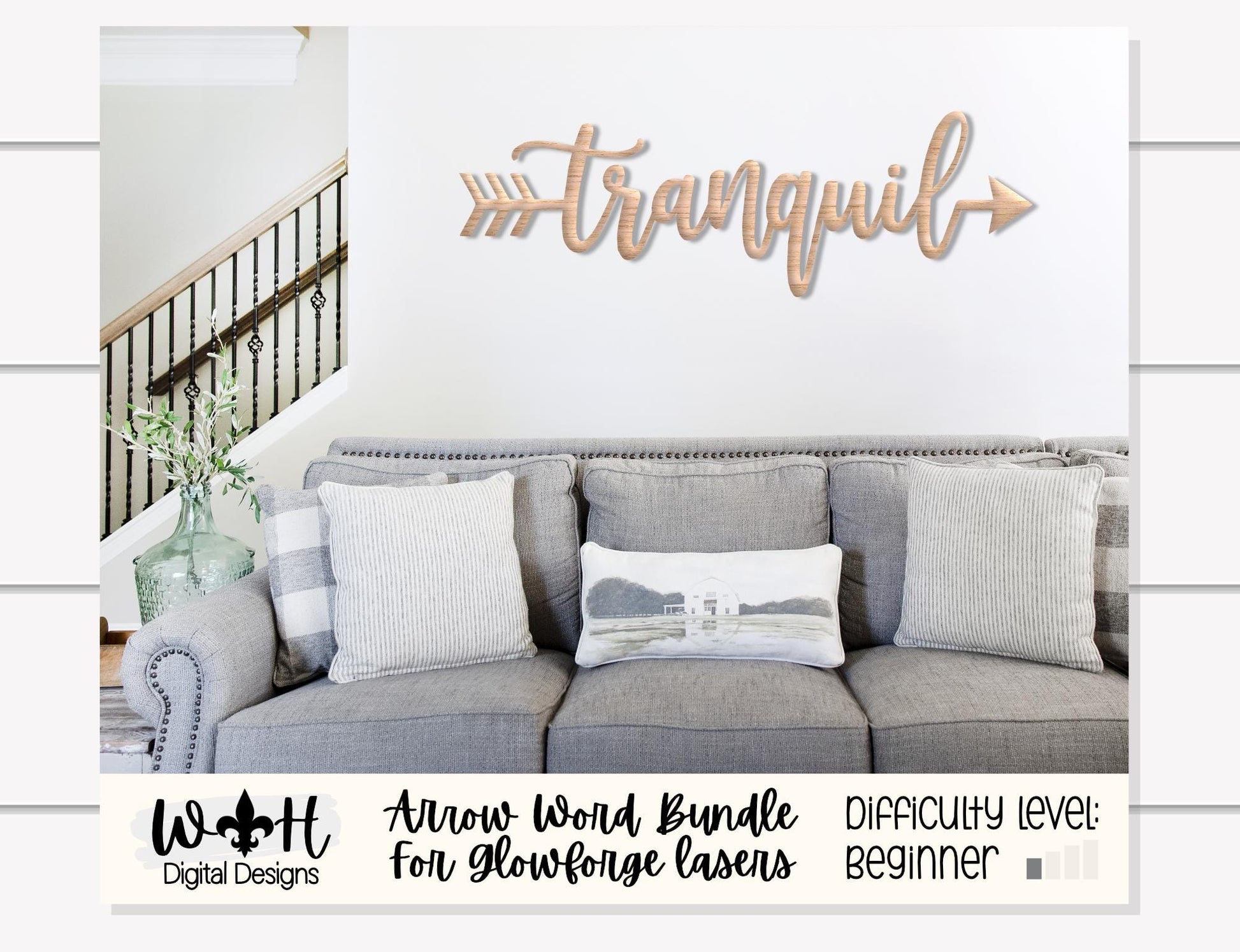 Zen Serene Tranquil - Welded Arrow Words - Files for Sign Making - SVG Cut File For Glowforge - Digital File