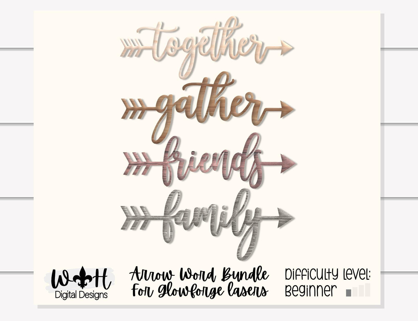 Gather, Together, Friends, Family Arrow - Place Settings - Welded Words - Files for Sign Making - SVG Cut File For Glowforge - Digital File
