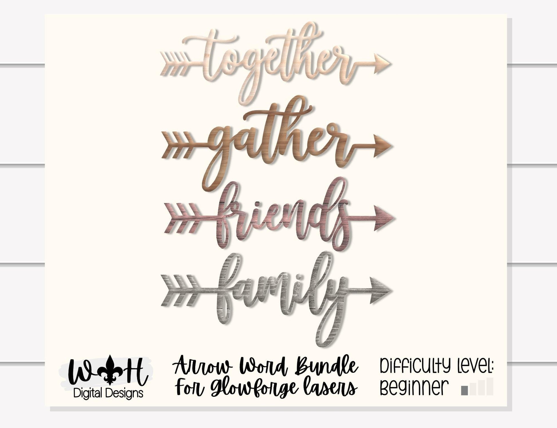 Gather, Together, Friends, Family Arrow - Place Settings - Welded Words - Files for Sign Making - SVG Cut File For Glowforge - Digital File