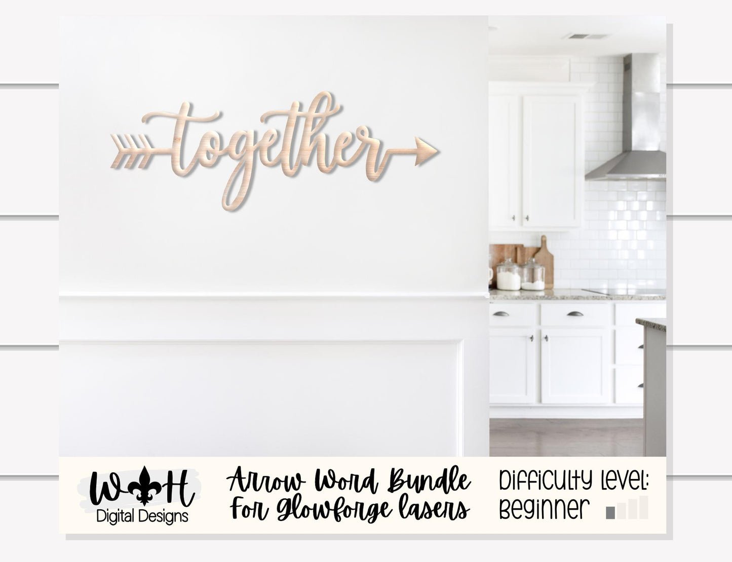 Gather, Together, Friends, Family Arrow - Place Settings - Welded Words - Files for Sign Making - SVG Cut File For Glowforge - Digital File