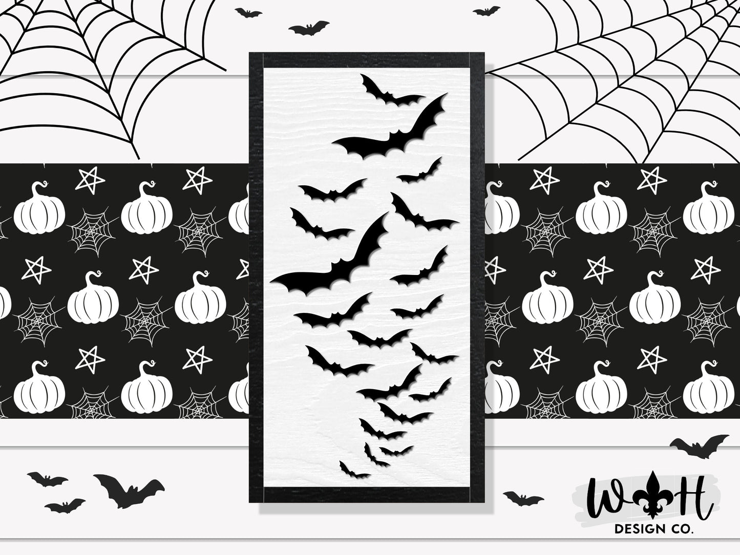 Swarming Bat Wood Sign - Spooky Halloween Farmhouse Frame Sign - Witchy Mantel Decor - Coffee Bar Sign - Home and Entryway - Goth Wall Art