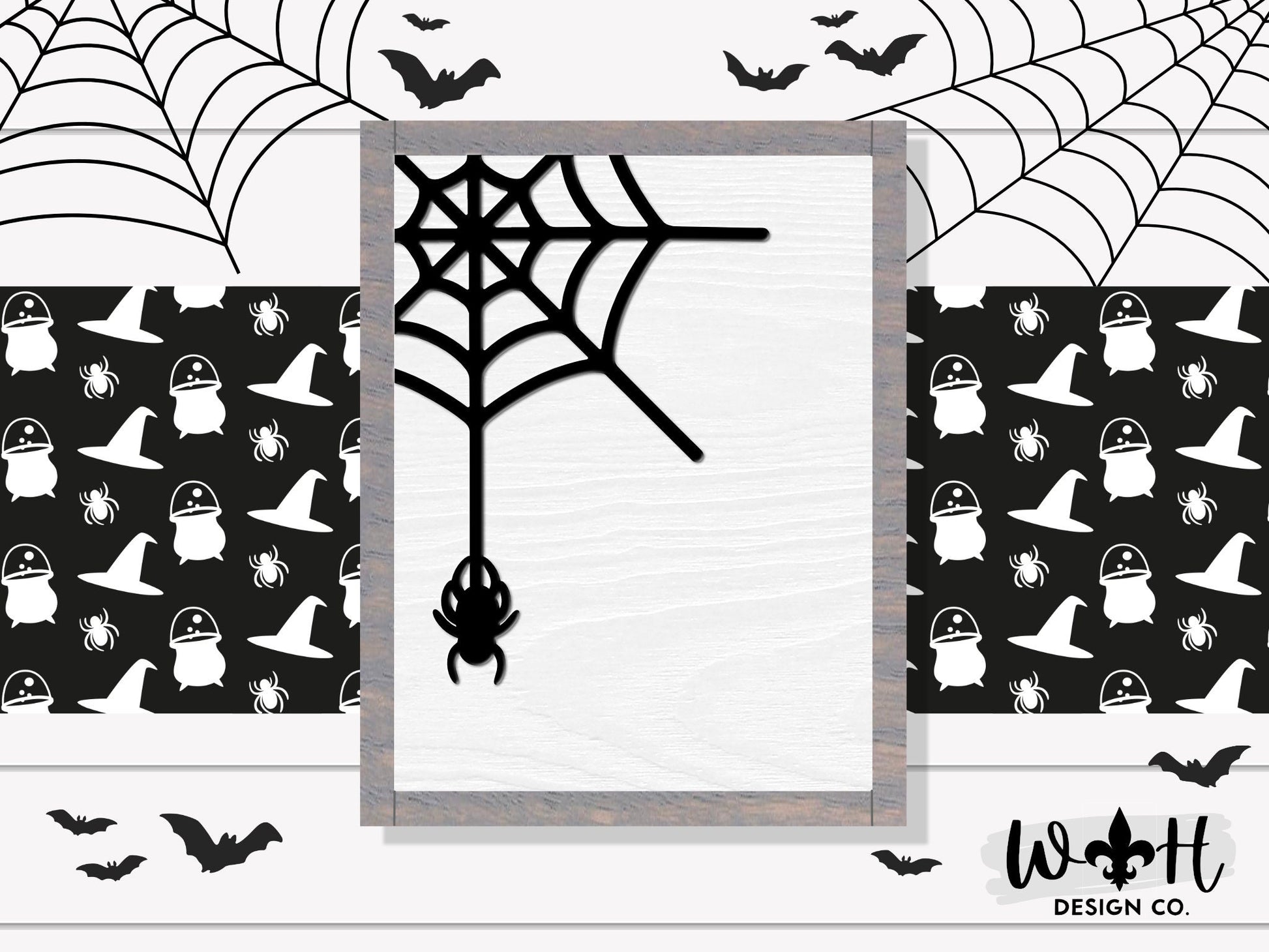 Corner Spiderweb Halloween Frame Sign - Wood Coffee Bar Sign - Modern Farmhouse - Seasonal Mantel Signs - Handmade Home and Kitchen Decor