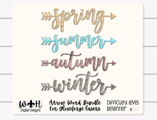 Four Seasons - Spring Summer Autumn Winter Arrows - Place Settings - Files for Sign Making - SVG Cut File For Glowforge - Digital File
