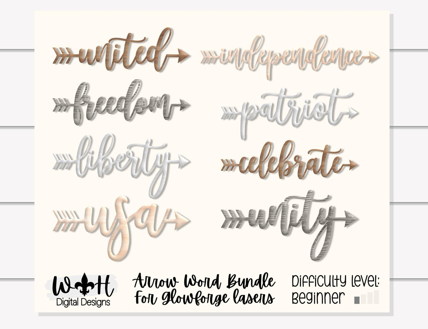 Independence Day Bundle- Freedom -United - Patriot - Welded Arrow Words - Files for Sign Making - SVG Cut File For Glowforge - Digital File