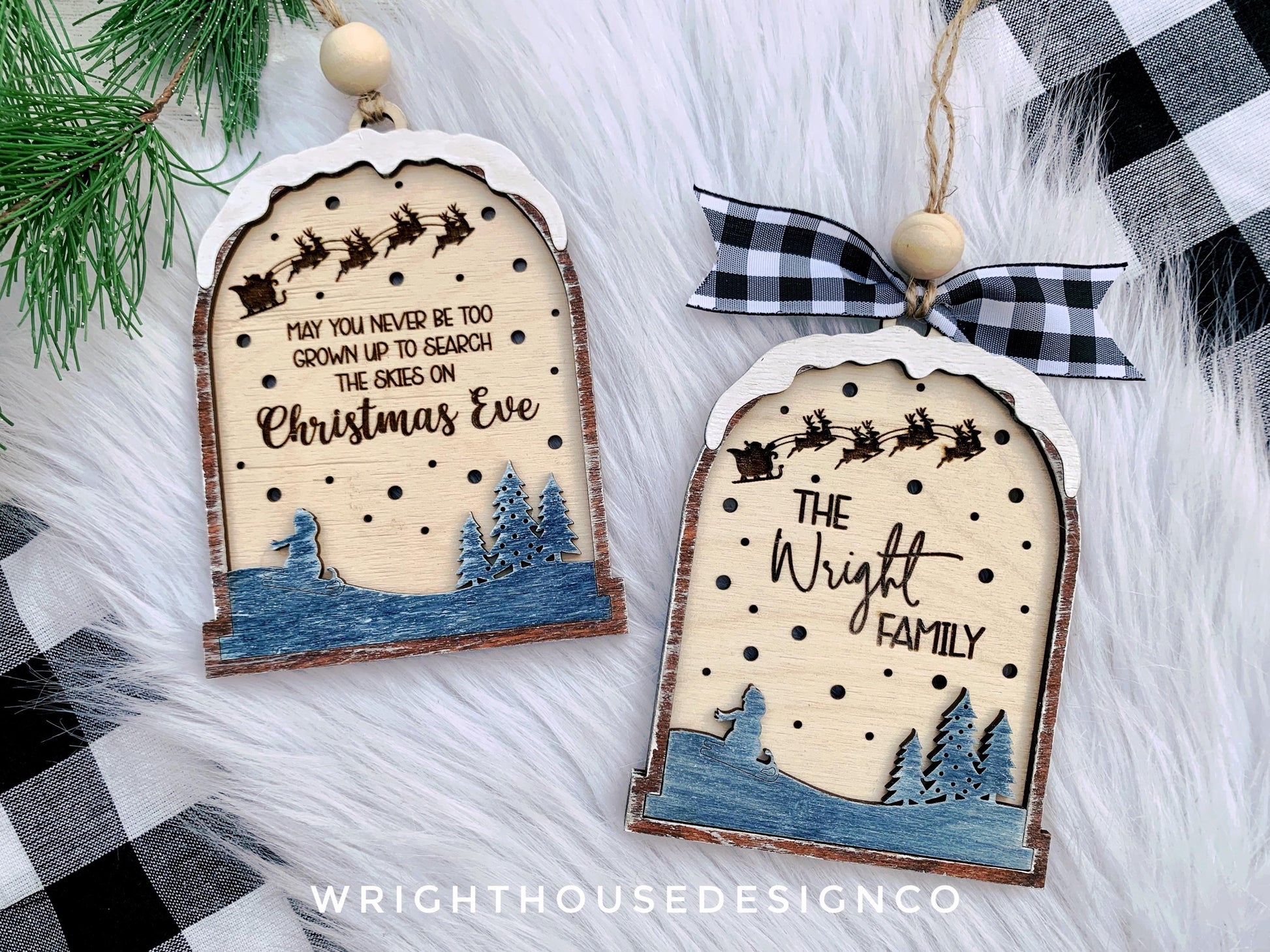 Snowfriend Christmas Lightcatcher Ornament - Personalizable Family Name - Rustic Farmhouse - Christmas Keepsake - Holiday Gift for Couples