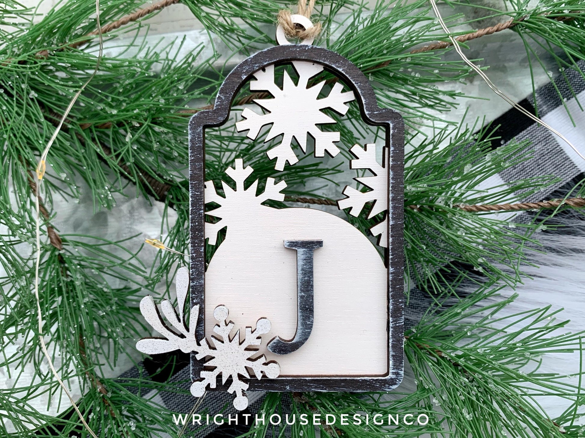 Snowflake Initial Stocking Tag - Personalized Family Initial Ornament - Christmas Keepsake - Rustic Farmhouse - Yearly Keepsake - Gift Tags