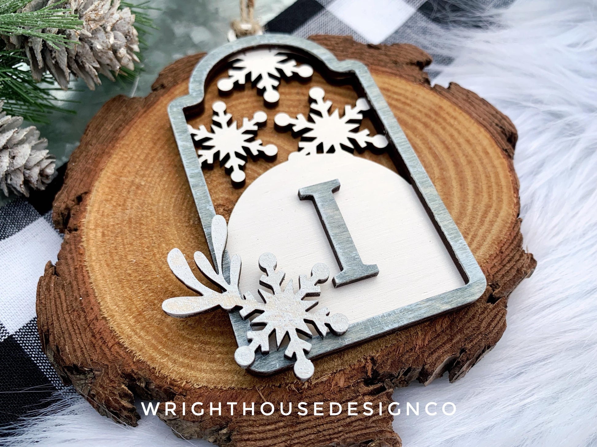 Snowflake Initial Stocking Tag - Personalized Family Initial Ornament - Christmas Keepsake - Rustic Farmhouse - Yearly Keepsake - Gift Tags