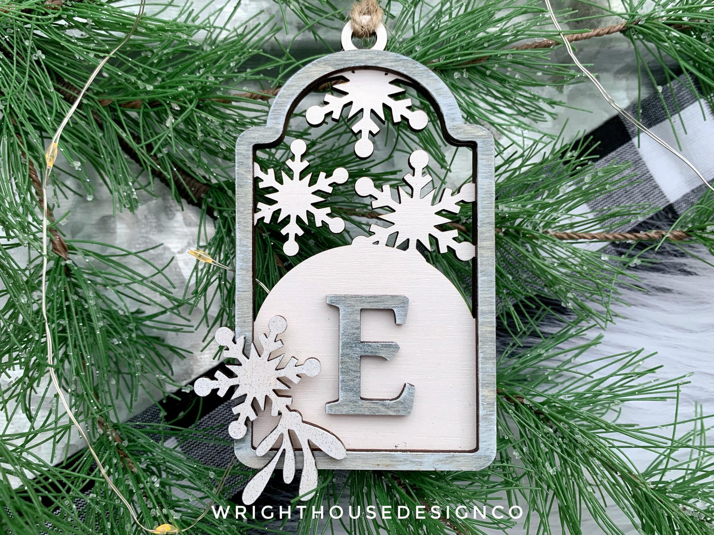 Snowflake Initial Stocking Tag - Personalized Family Initial Ornament - Christmas Keepsake - Rustic Farmhouse - Yearly Keepsake - Gift Tags