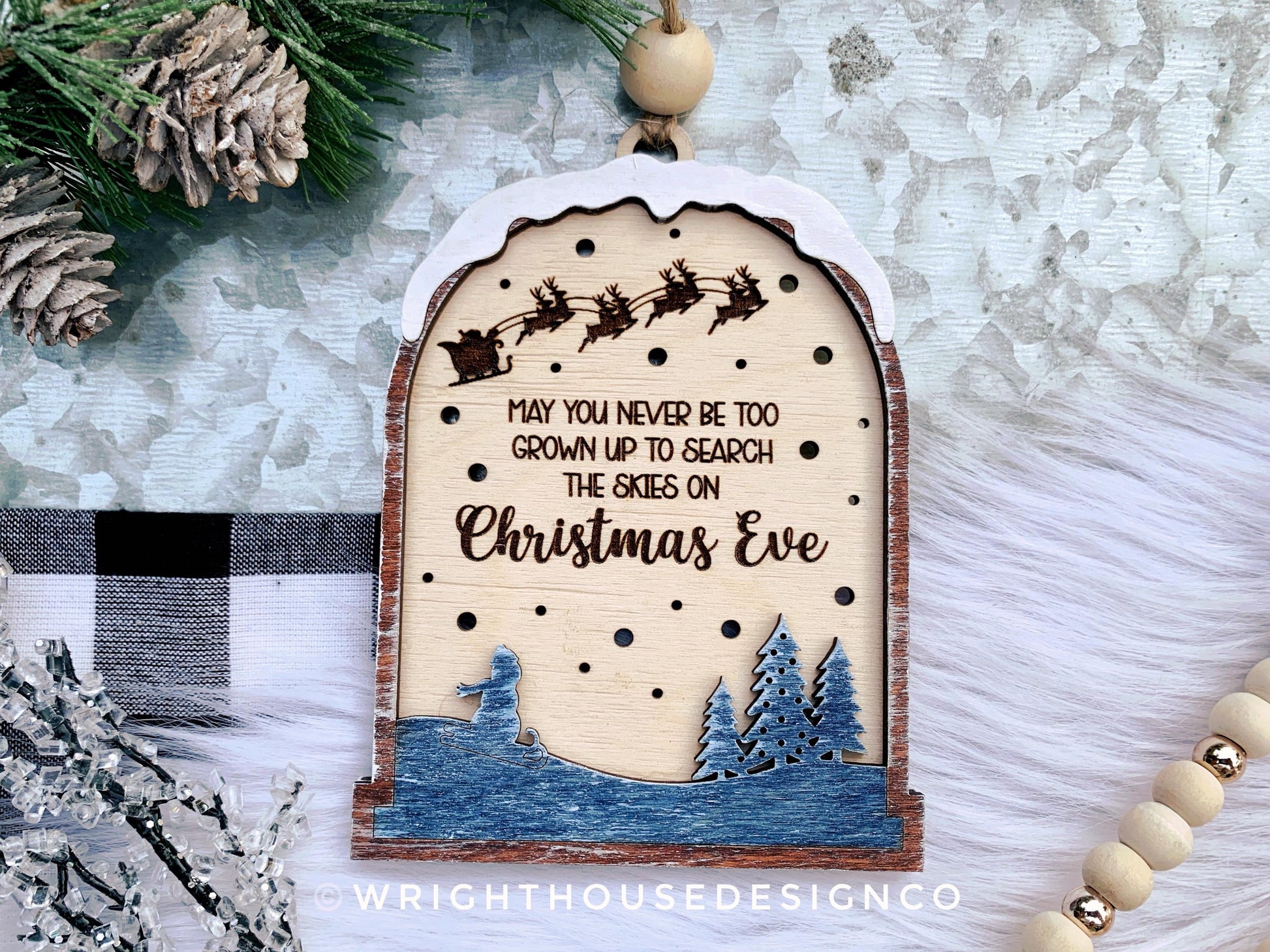 Snowfriend Christmas Lightcatcher Ornament - Personalizable Family Name - Rustic Farmhouse - Christmas Keepsake - Holiday Gift for Couples