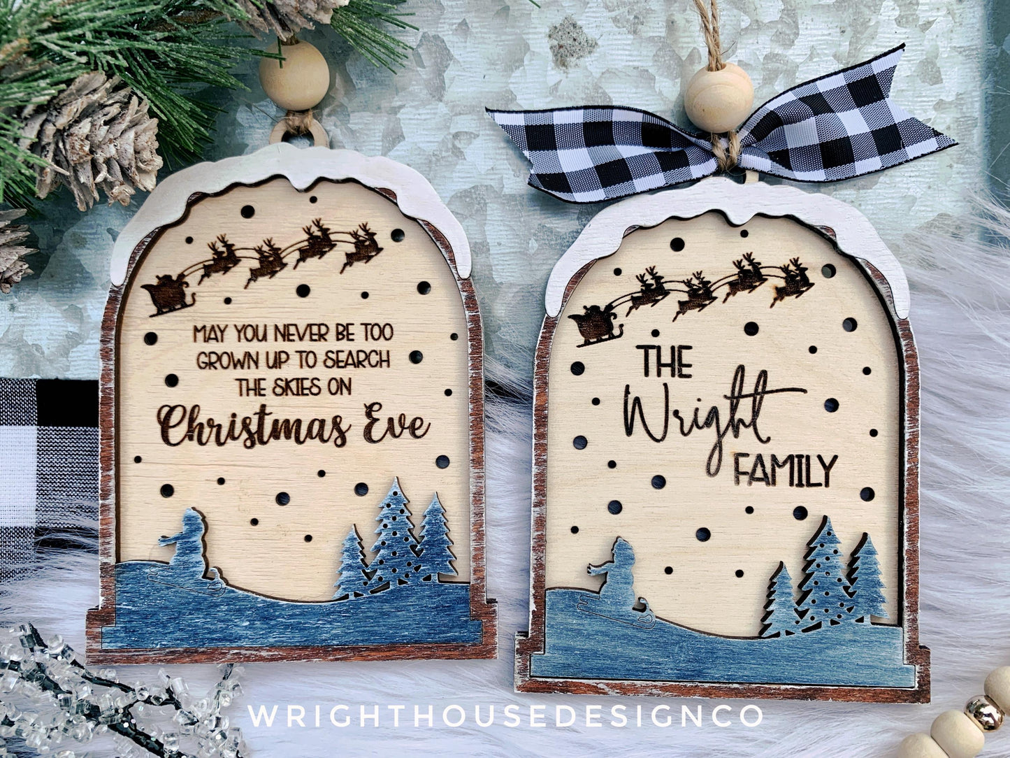 Snowfriend Christmas Lightcatcher Ornament - Personalizable Family Name - Rustic Farmhouse - Christmas Keepsake - Holiday Gift for Couples