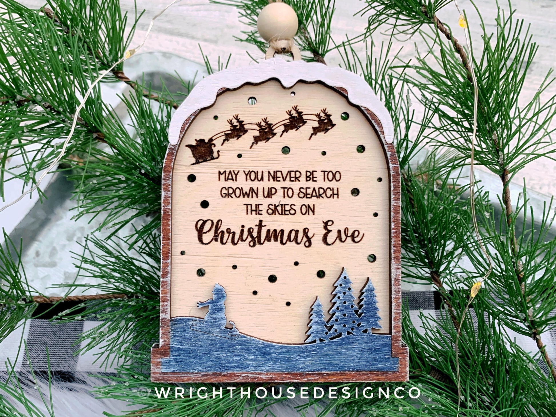 Snowfriend Christmas Lightcatcher Ornament - Personalizable Family Name - Rustic Farmhouse - Christmas Keepsake - Holiday Gift for Couples