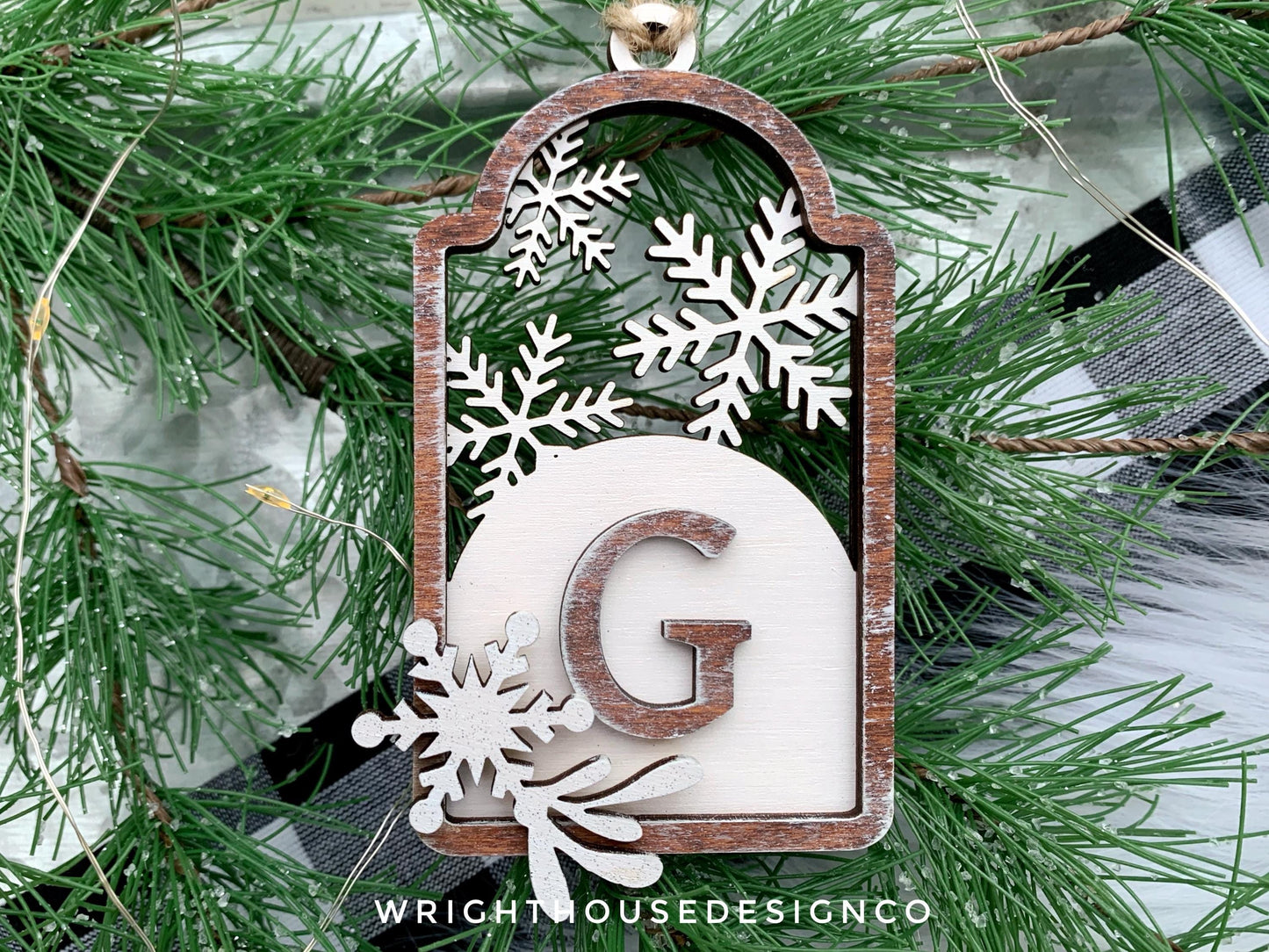 Snowflake Initial Stocking Tag - Personalized Family Initial Ornament - Christmas Keepsake - Rustic Farmhouse - Yearly Keepsake - Gift Tags