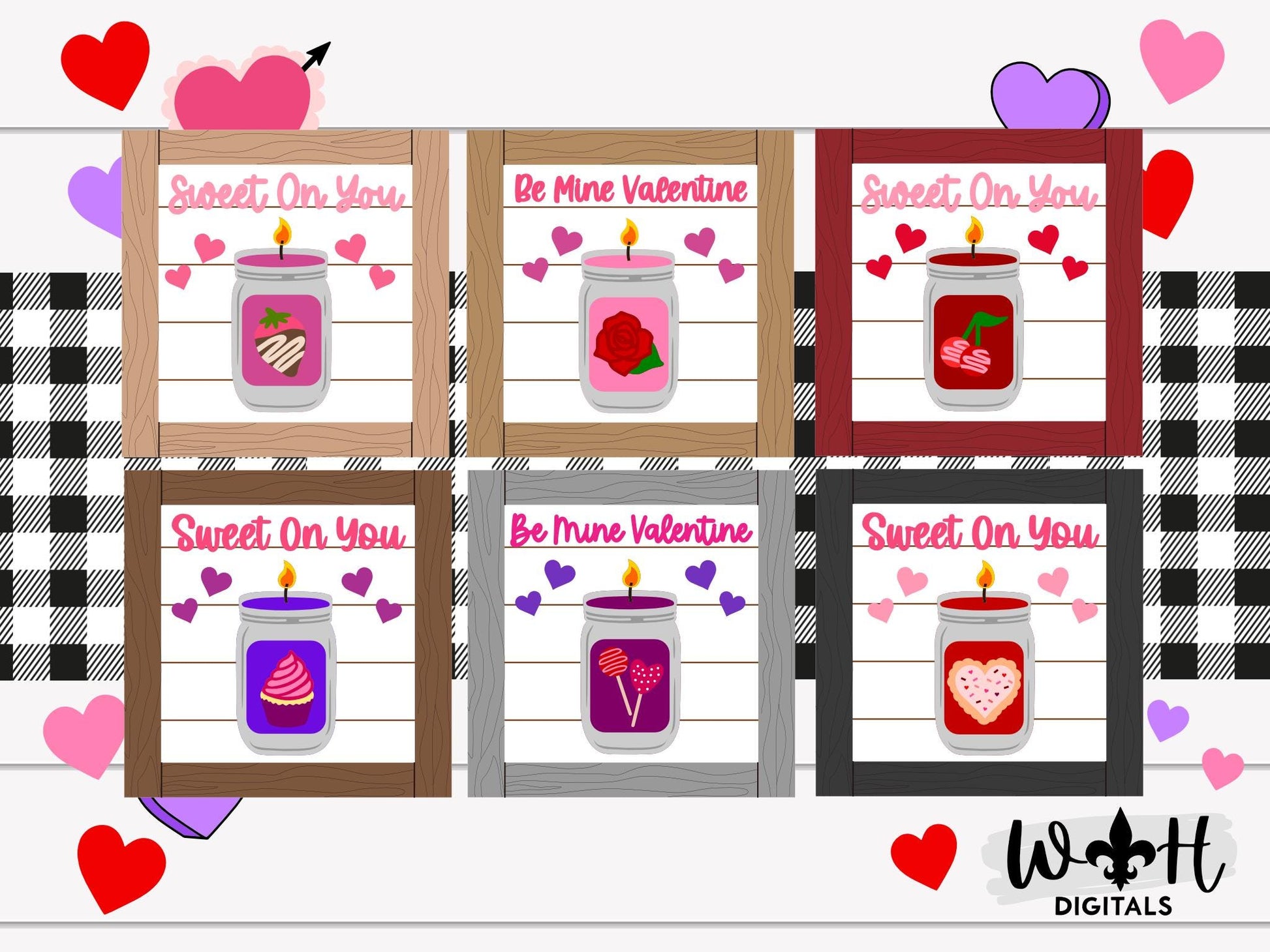 Valentine's Mason Jar Candle Farmhouse Frame Sign Bundle - Tiered Tray Decor and DIY Kits - Cut File For Glowforge Lasers - Digital SVG File