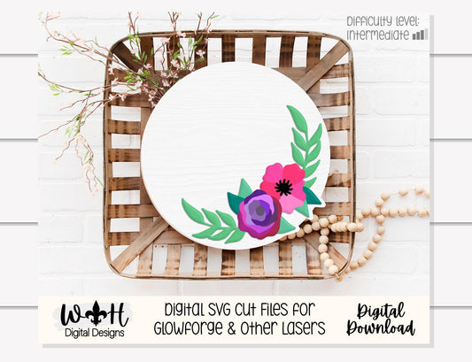 Hailey Jade Single Line Laser Cut Florals - Baby Nursery Rounds - Sign Making and DIY Kits - File For Glowforge Lasers - Digital SVG Files