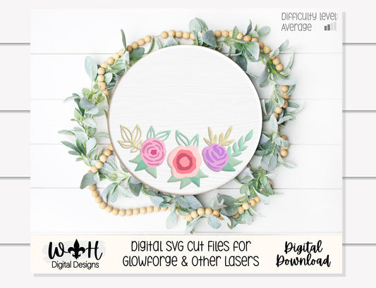 Charlotte Amelia Inset Rose Cluster Florals - Baby Girl Nursery Sign - Birthday and Wedding Decor - Digital SVG Cut File For Glowforge Laser