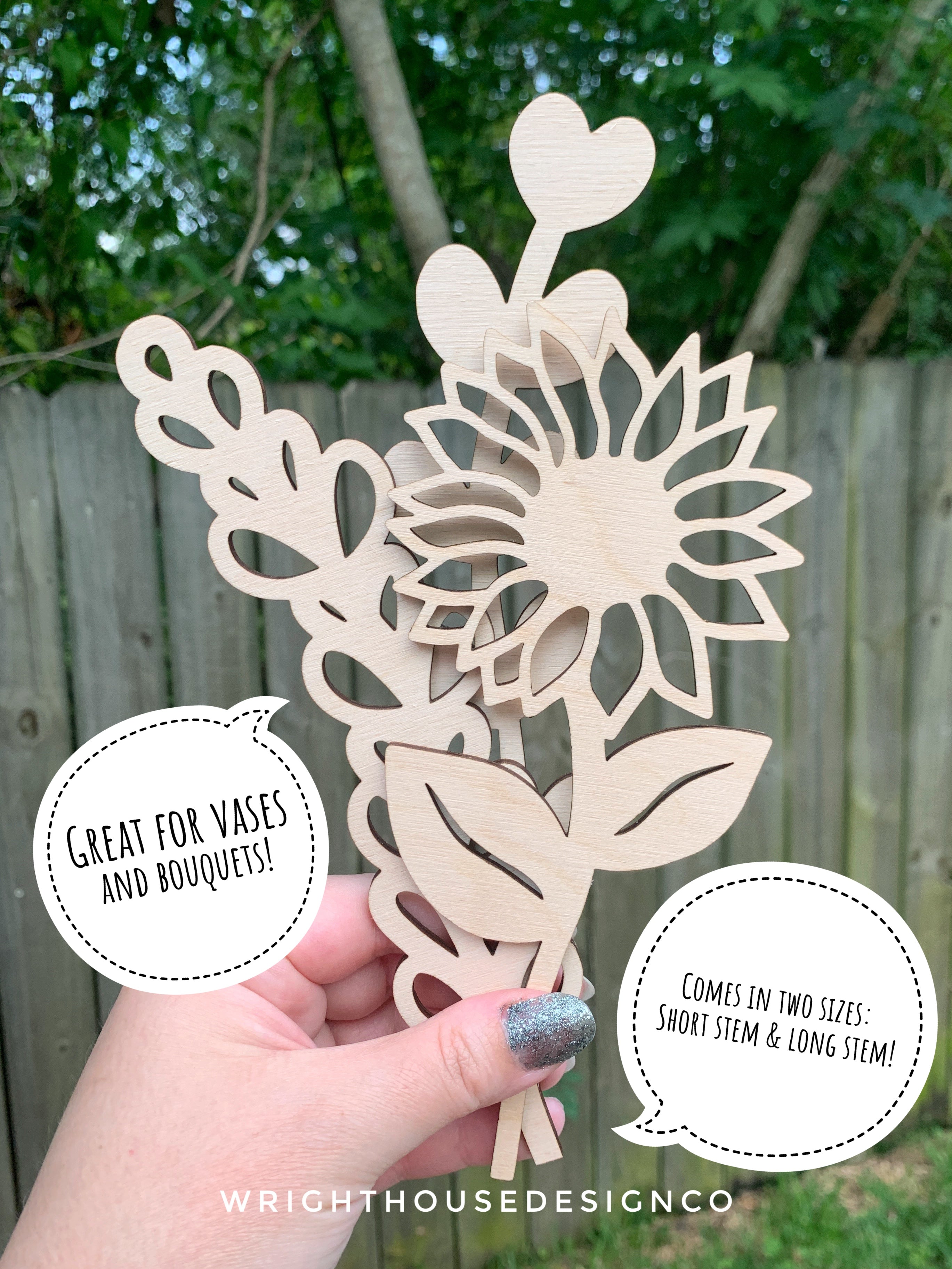 Flowers for Mommy Flower Holder  Flowers for Mommy Wooden Cutout Flow –  KTBug Creations