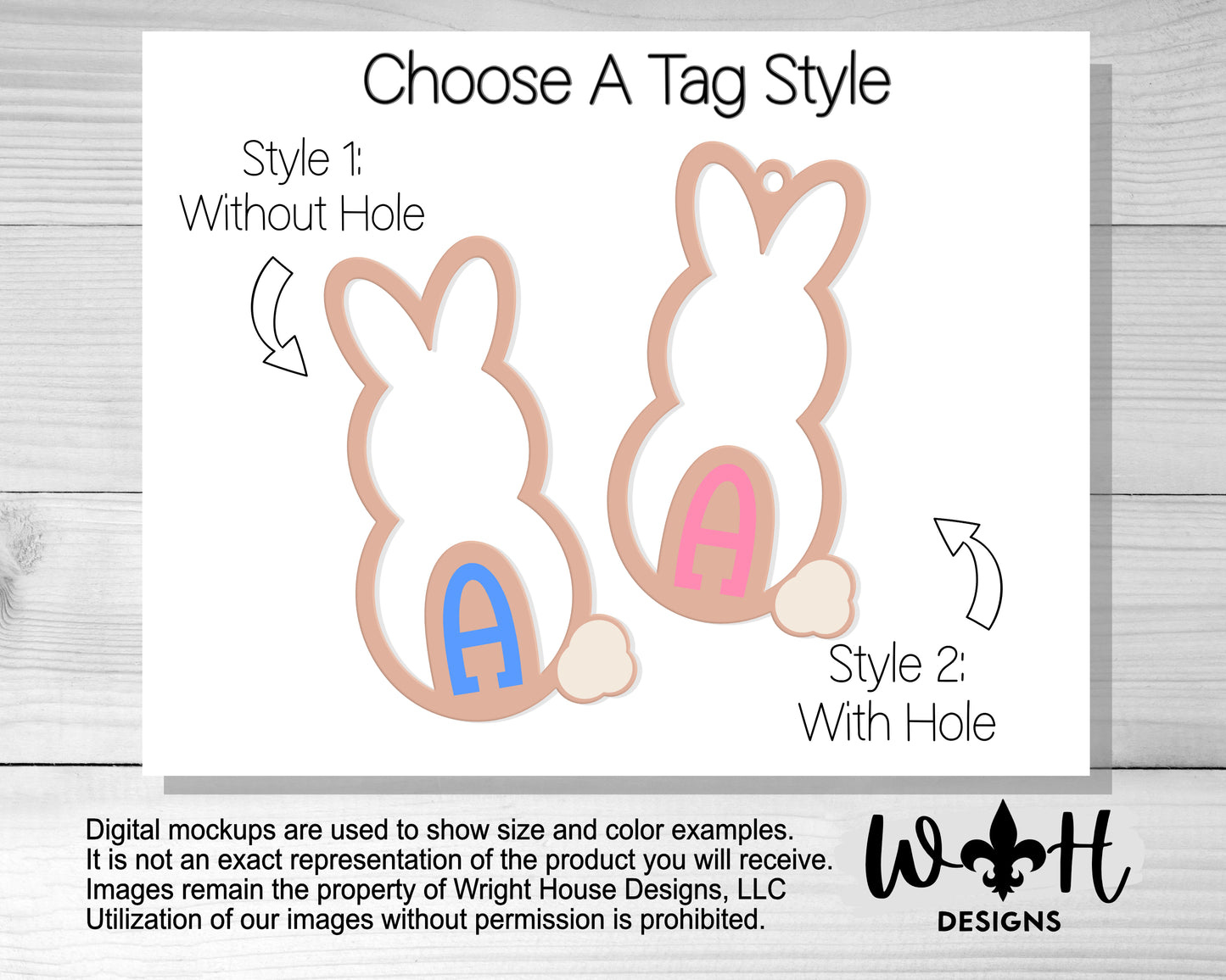 Personalized Monogram Easter Bunny Basket Tags For Kids - Minimalist Style Easter Basket Keepsake - Cute Custom Easter Bunny Gifts For Child