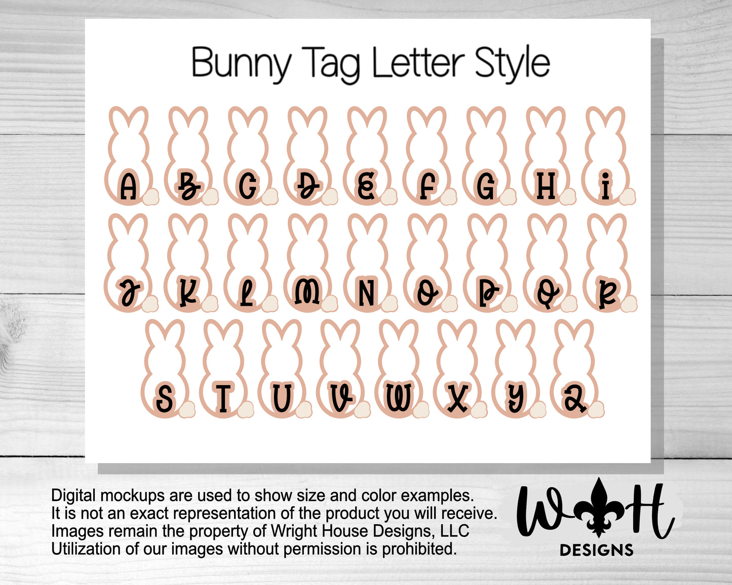 Personalized Monogram Easter Bunny Basket Tags For Kids - Minimalist Style Easter Basket Keepsake - Cute Custom Easter Bunny Gifts For Child
