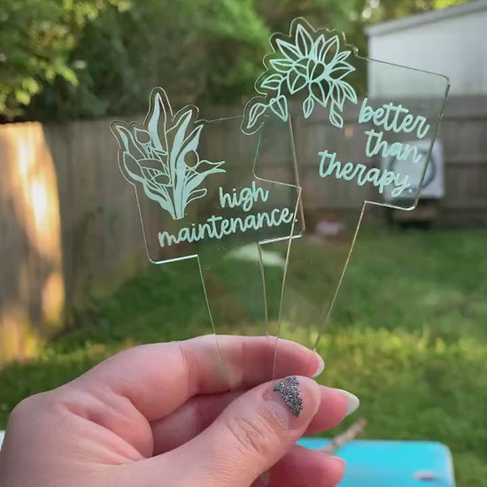 House Plant Stakes - Spring Seed Cultivation Organization - Weatherproof Acrylic - Brown Plant Garden Markers - Funny Gift For Plant Lovers