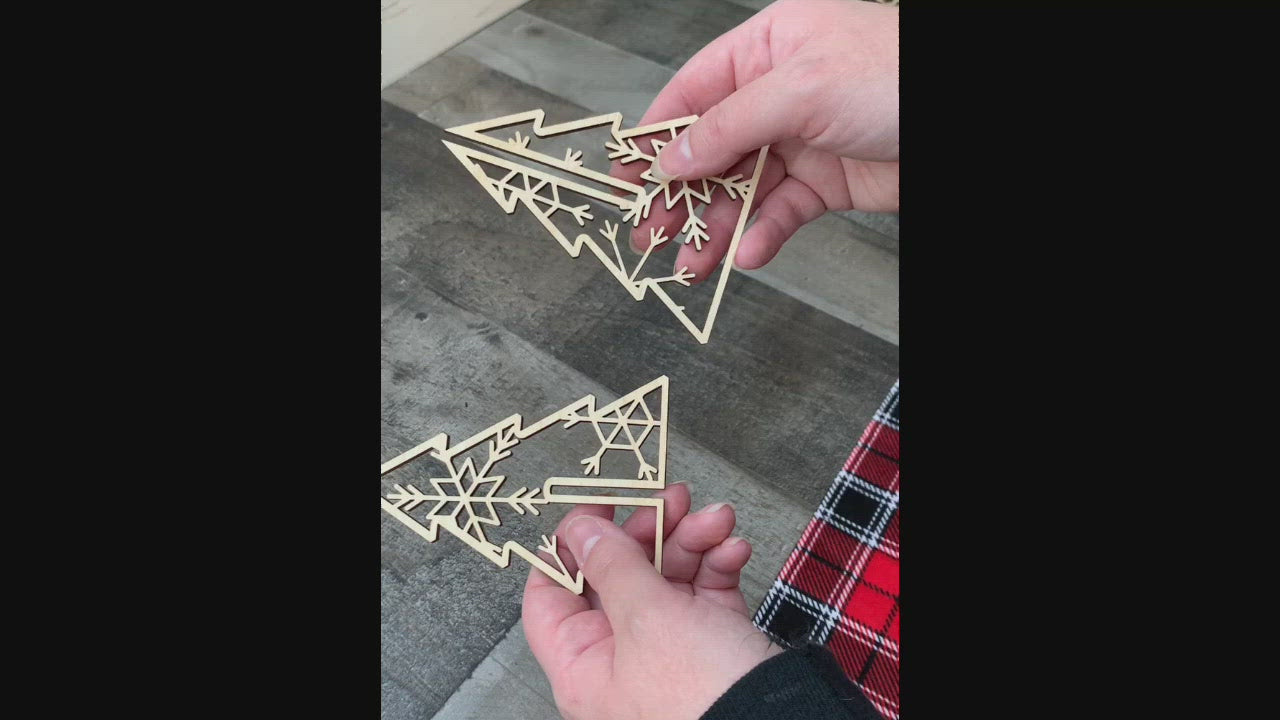 Wooden 3D Snowflake Pattern Christmas Trees - Laser Cut Interlocking Holiday Decor - Fireplace Mantle - Shelf Sitter