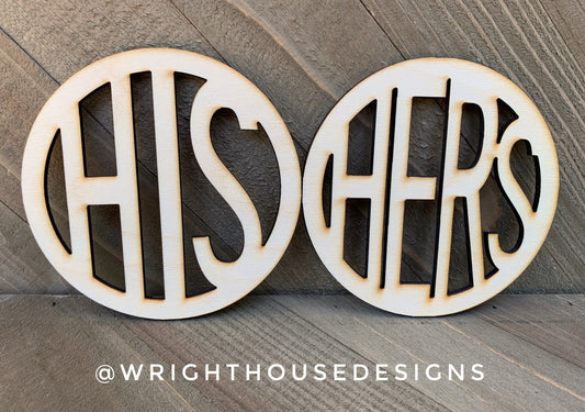 His and Hers - Wooden Drink Coaster Set - Coffee Enthusiast Table Accessories - Coffee and Tea Lover Coasters