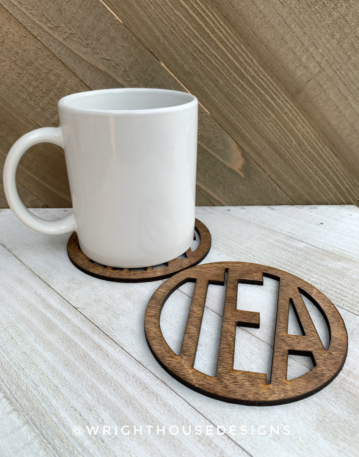 Coffee and Tea - Stained Wooden Coaster Set - Wright House Designs