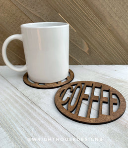 Coffee and Tea - Stained Wooden Coaster Set - Wright House Designs