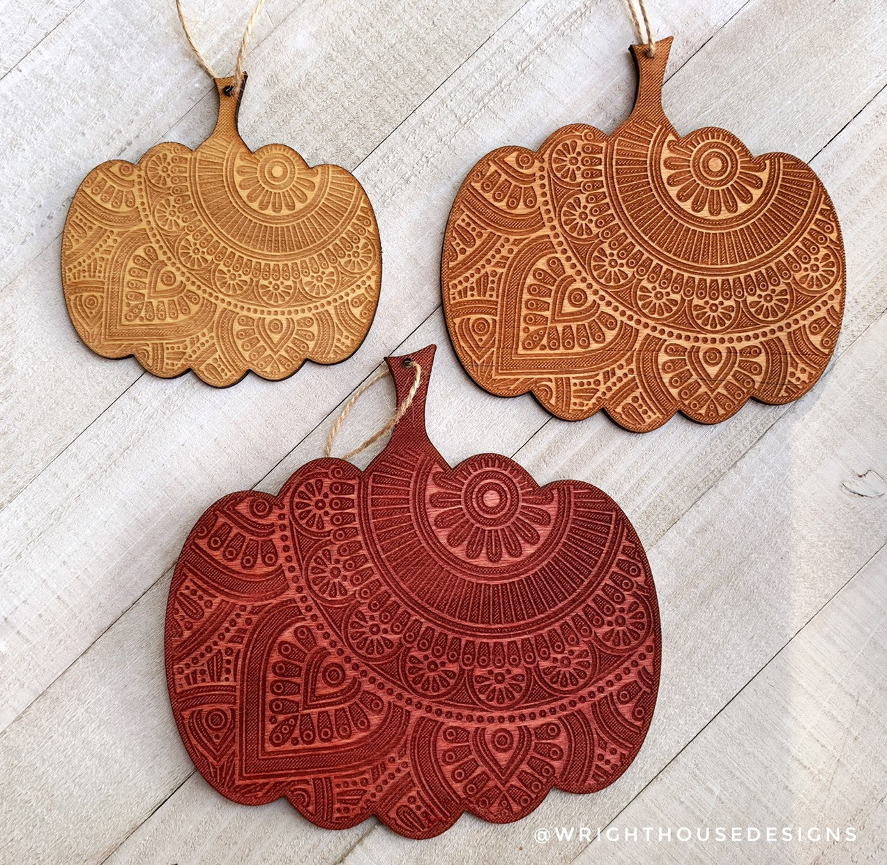 Wooden Arabesque Pumpkins - C02 Laser Engraved - Wall Ornament and Accents - Autumn Decor - Fall Decor - Halloween Decor - Pumpkin Season - Wright House Designs