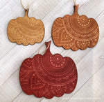 Load image into Gallery viewer, Wooden Arabesque Pumpkins - C02 Laser Engraved - Wall Ornament and Accents - Autumn Decor - Fall Decor - Halloween Decor - Pumpkin Season - Wright House Designs
