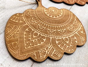 Wooden Arabesque Pumpkins - C02 Laser Engraved - Wall Ornament and Accents - Autumn Decor - Fall Decor - Halloween Decor - Pumpkin Season - Wright House Designs