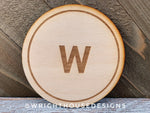 Load image into Gallery viewer, Engraved Wooden Coffee Coaster - Personalized Monogram Initial – Coffee and Tea Enthusiast Table Accessories Gift
