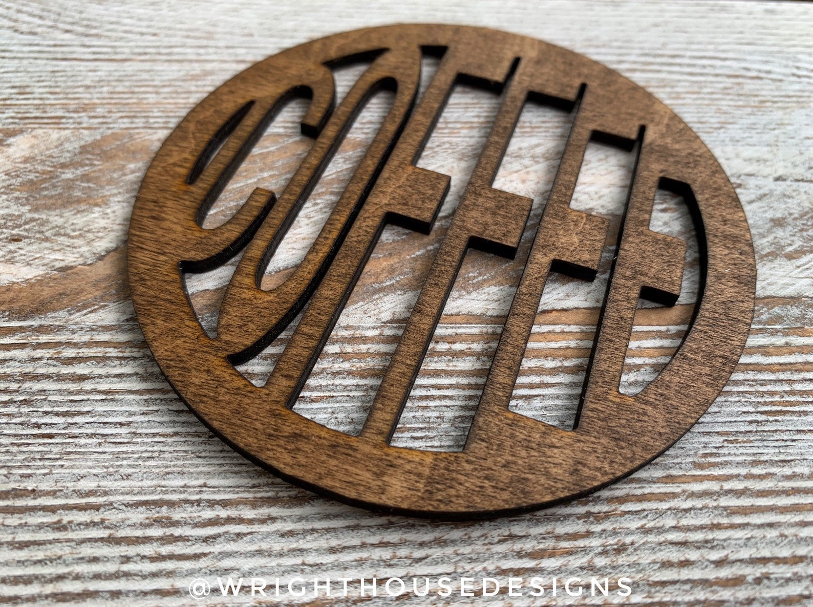 Coffee and Tea - Stained Wooden Coaster Set - Wright House Designs