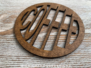 Coffee and Tea - Stained Wooden Coaster Set - Wright House Designs