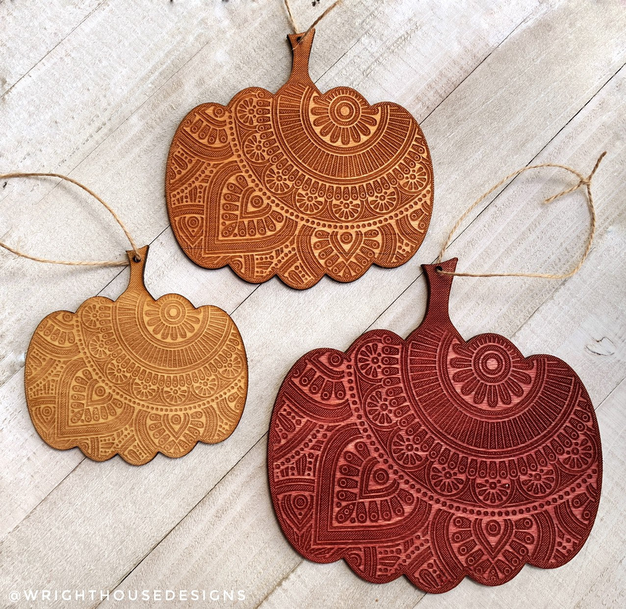 Wooden Arabesque Pumpkins - C02 Laser Engraved - Wall Ornament and Accents - Autumn Decor - Fall Decor - Halloween Decor - Pumpkin Season - Wright House Designs