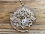 Load image into Gallery viewer, Yin Yang Lotus Mandala - Crystal Grid - Sun Catcher - Clear Acrylic Ornament
