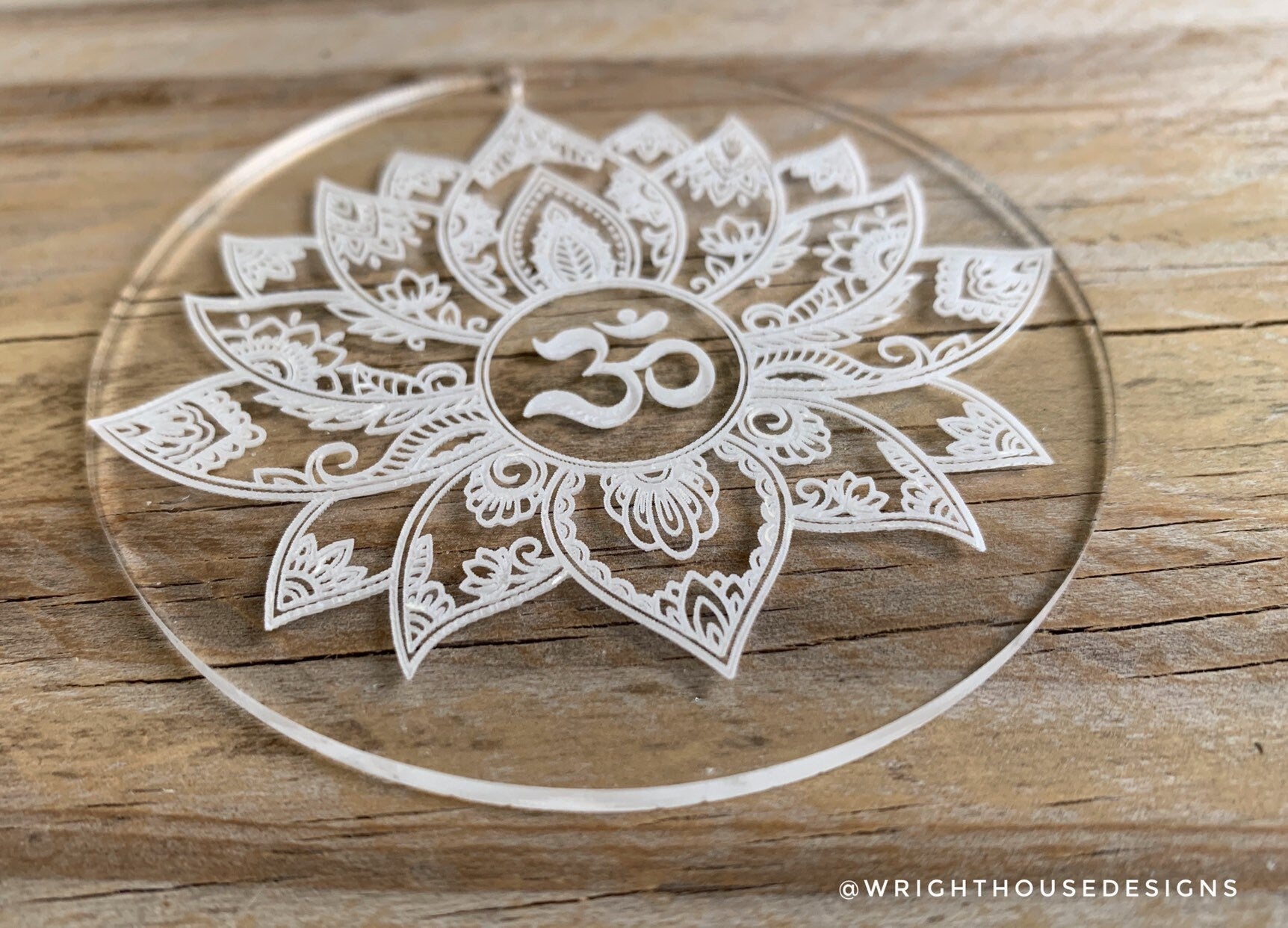 Lotus Ohm Mandala - Crystal Grid - Sun Catcher - Clear Acrylic Ornament