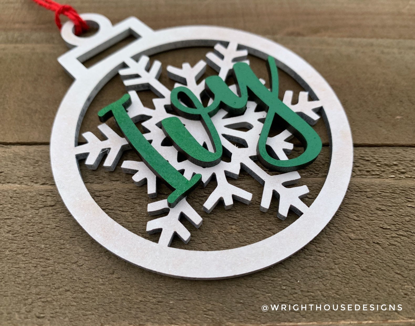 Personalized Snowflake - Wooden Christmas Tree Ball Ornament - 3D - Customizable Name - Vector Cut - MDF Draftboard - Handmade - Holiday - Wright House Designs