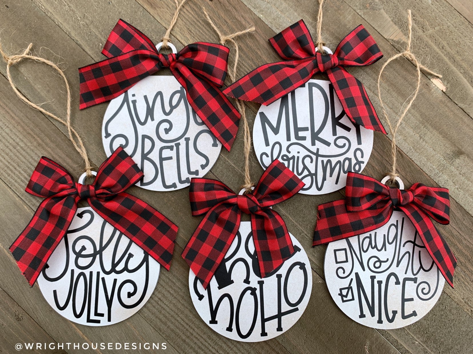 Hand Lettered Christmas - Vinyl - Round Christmas Tree Ball Ornament Sets