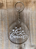 Load image into Gallery viewer, Laser Engraved Astrological Zodiac Acrylic Keychain - Constellation Star Sign Key Ring - Zodiac Sign and Stars - Personalized Novelty Gift

