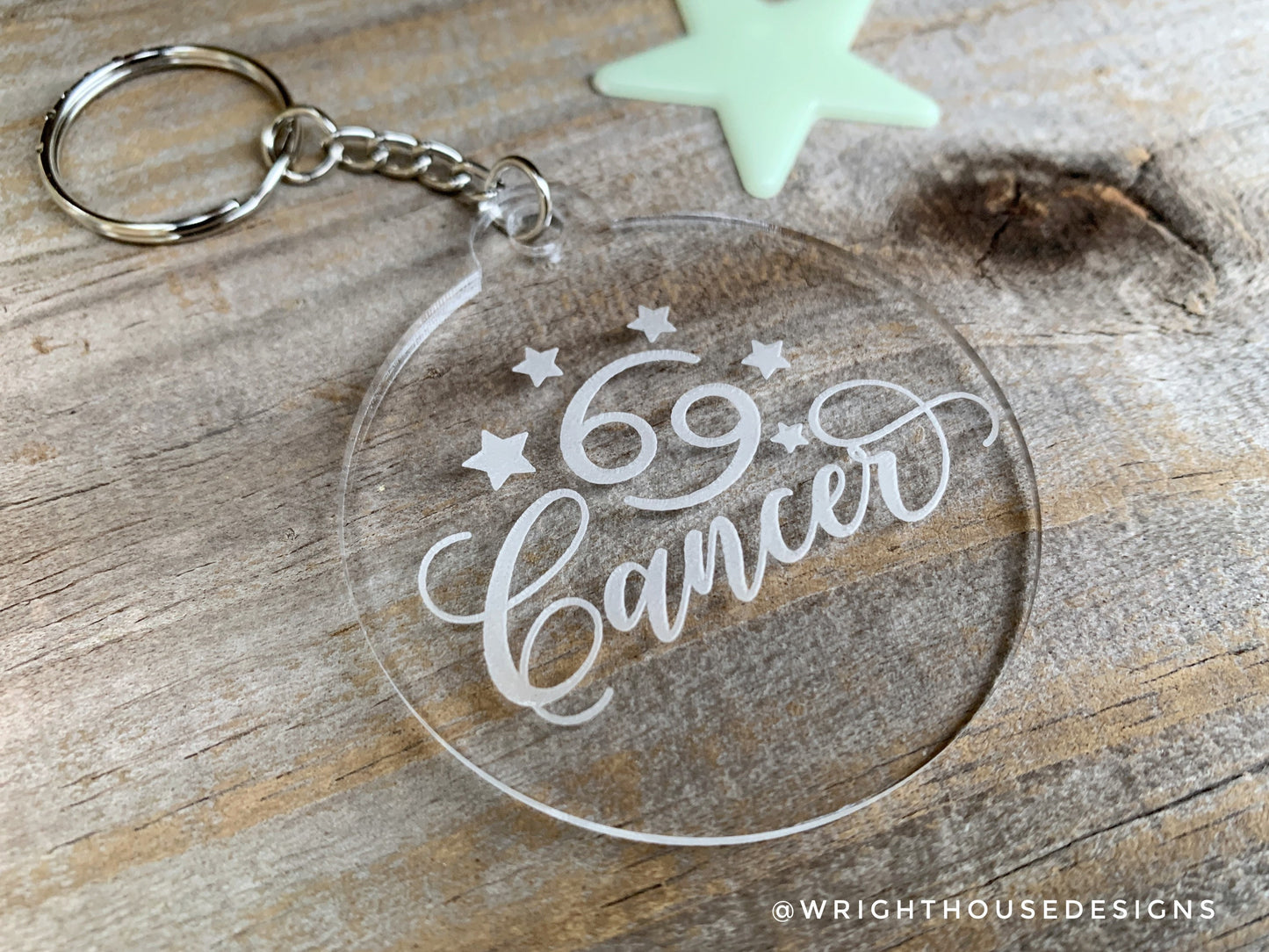 Laser Engraved Astrological Zodiac Acrylic Keychain - Constellation Star Sign Key Ring - Zodiac Sign and Stars - Personalized Novelty Gift