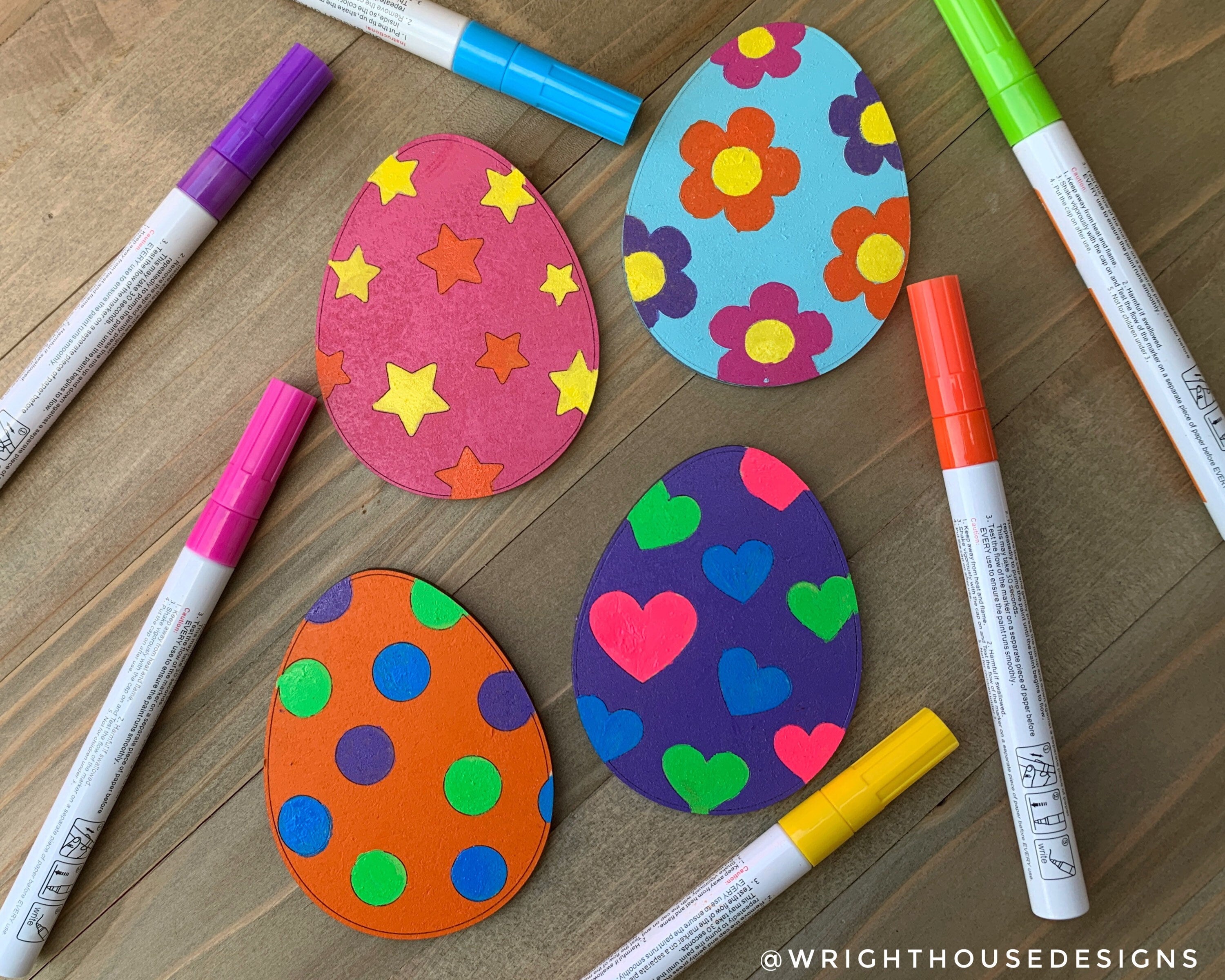 Kid's Mess Free Laser Cut Easter Eggs - DIY Wooden Peel and Paint Craft - Easter Basket Fillers - Easter Bunny Gifts - Spring Gift Bag Tags