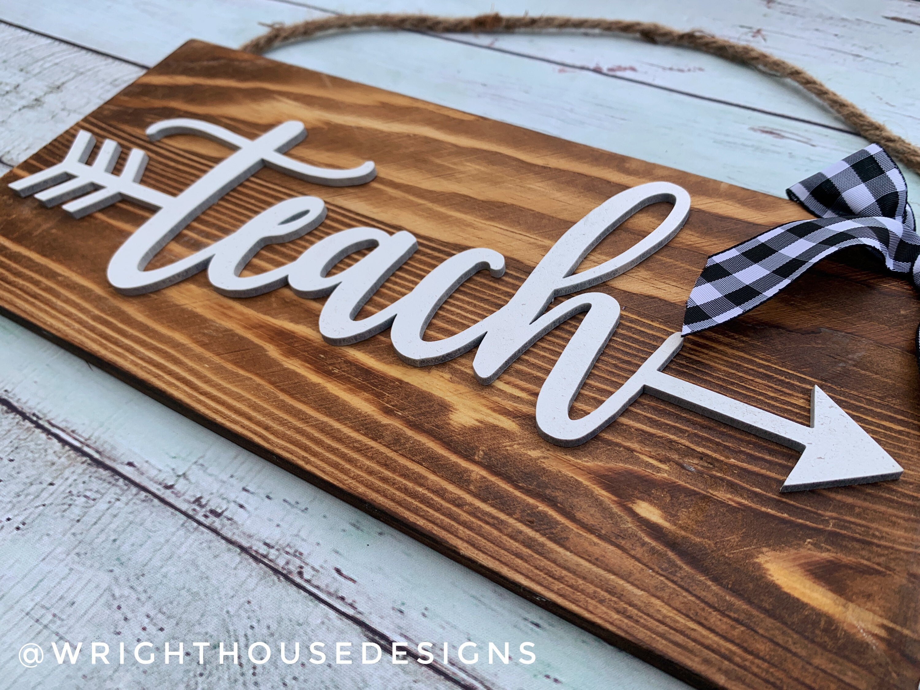 Teach Arrow Word Art - Rustic Farmhouse - Reclaimed Pallet Plank Board Sign - Wooden Wall Art - Bookshelf Decor and She Shed Signs