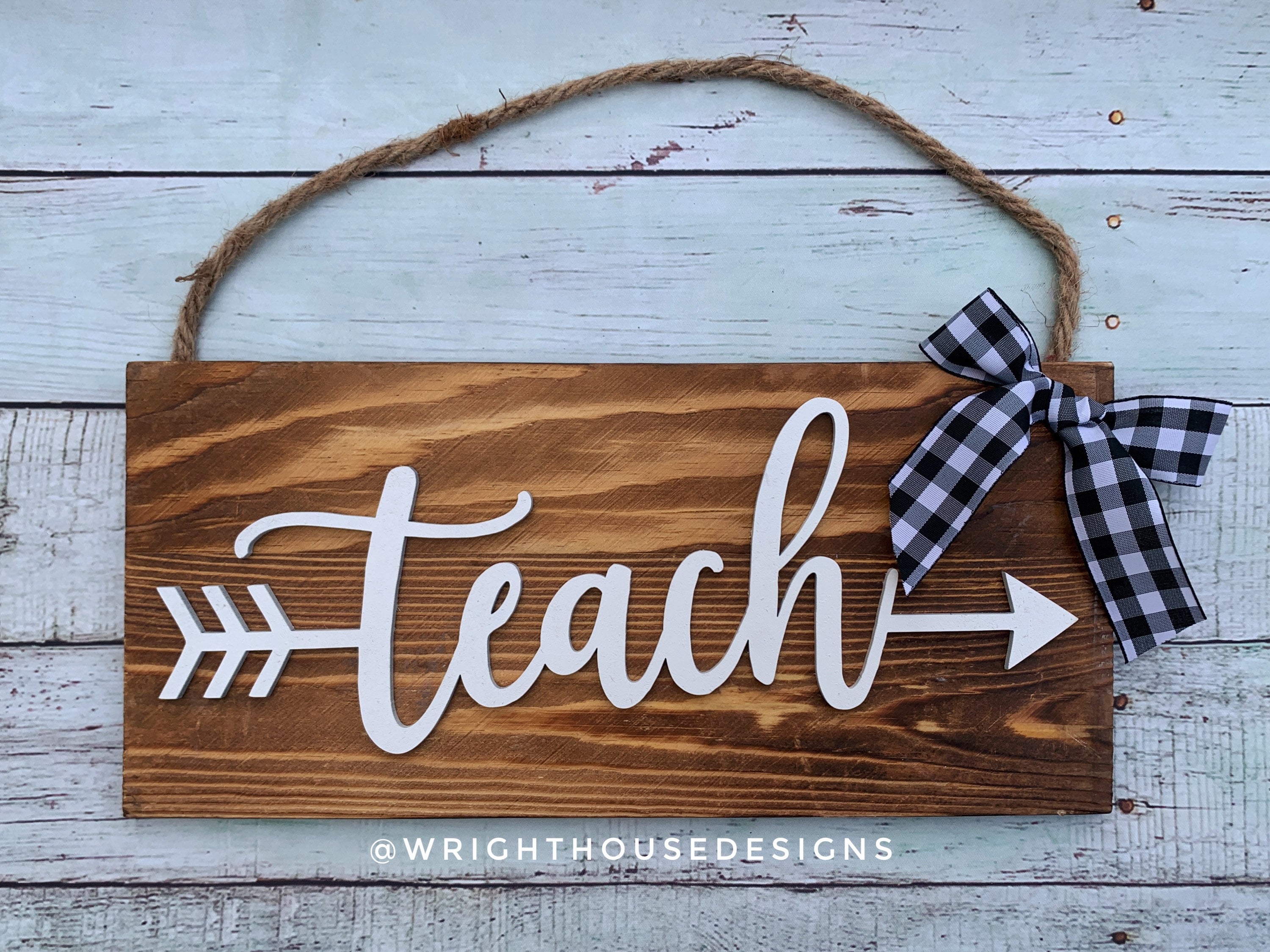 Teach Arrow Word Art - Rustic Farmhouse - Reclaimed Pallet Plank Board Sign - Wooden Wall Art - Bookshelf Decor and She Shed Signs